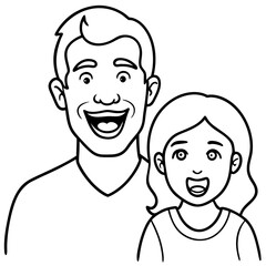 happy father and daughter make funny