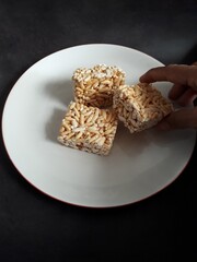 Close up rice crispy snack