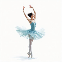 Ethereal Ballet: Semi-Realistic Dance Illustration in Cool Tones