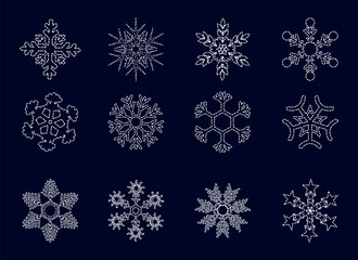 collection of Minimalist Snowflakes Set