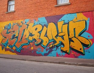 Flat Abstract Urban Art Colorful Street Graffiti Style  Illustration pop art Background. Ai generated image. 