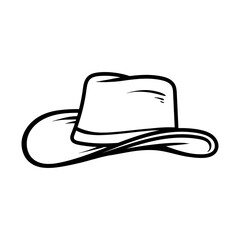 cowboy hat isolated drawing coloring line art style sketch classic vintage design illustration