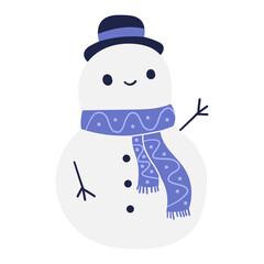 Snowman with scarf and hat winter