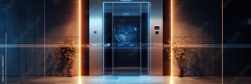 Fototapete this high-tech entryway showcases smart security solutions like motion sensors and a fingerprint sca