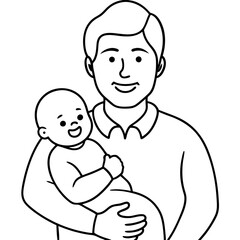 happy with baby in hands