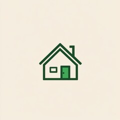 A simple and modern green house icon, representing home and comfort in a minimalist design.