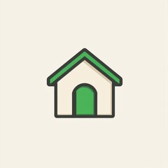 A simple and modern house icon with a green roof and door, perfect for home-related themes or applications.