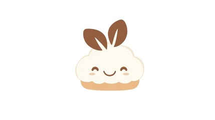 Obraz premium Cute pastry logo with playful design, featuring delightful details and sweet colors, set against a clean white background for a fun and appealing visual.