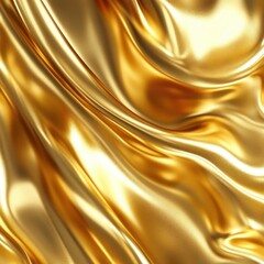 Fototapeta premium Sleek, luxurious golden fabric drapes elegantly, catching light and creating a stunning visual display.