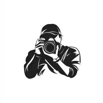 recommend clip art: A silhouette of a male photographer capturing a moment with a digital camera, showcasing passion for photography.