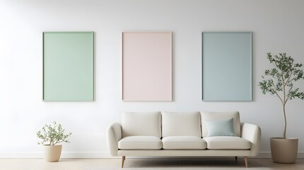 Fototapeta premium Multiple Frames mockup. Interior mockup with house background. Modern interior design. Best room decorating ideas