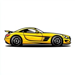 Naklejka premium Stylish yellow sports car with sleek lines and bold design, showcasing its modern aesthetic and powerful presence.