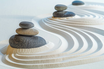 zen garden meditation stone background with stones and lines in sand for relaxation balance and harmony spirituality or spa wellness