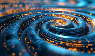 A captivating abstract image of a swirling vortex filled with intricate patterns and glowing particles, evoking a sense of depth and movement.