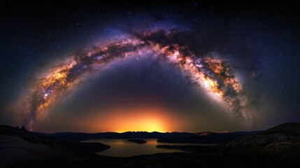 Fototapeta premium Milky Way over Lake