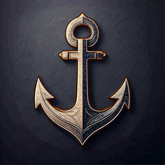 Ornamental Nautical Anchor Design in Black and Gold