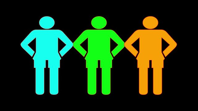 full family symbol glitch screen distortion display animation seamless loop background many human shape iconsx, Large-sized Grey Color Woman