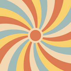 Vintage Twisted Sunburst Pattern | Retro Colorful Background | Nostalgic Graphic for Posters