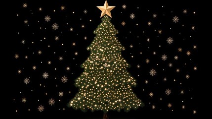 A decorated Christmas tree with a star on top.