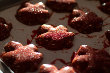 Special decorated frosted cookies in the shape of a leaf  for the Thanksgiving holiday season.