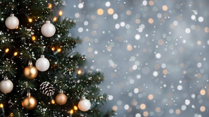 Christmas tree adorned with ornaments and lights.