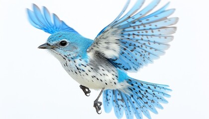Obraz premium A small, blue bird in flight. This photo can be used for nature, wildlife, or bird-related projects.