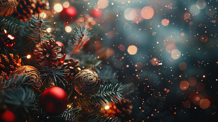 Charming christmas or new year background with seasonal colors