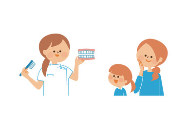 小児歯科　歯磨きの指導のイメージイラスト