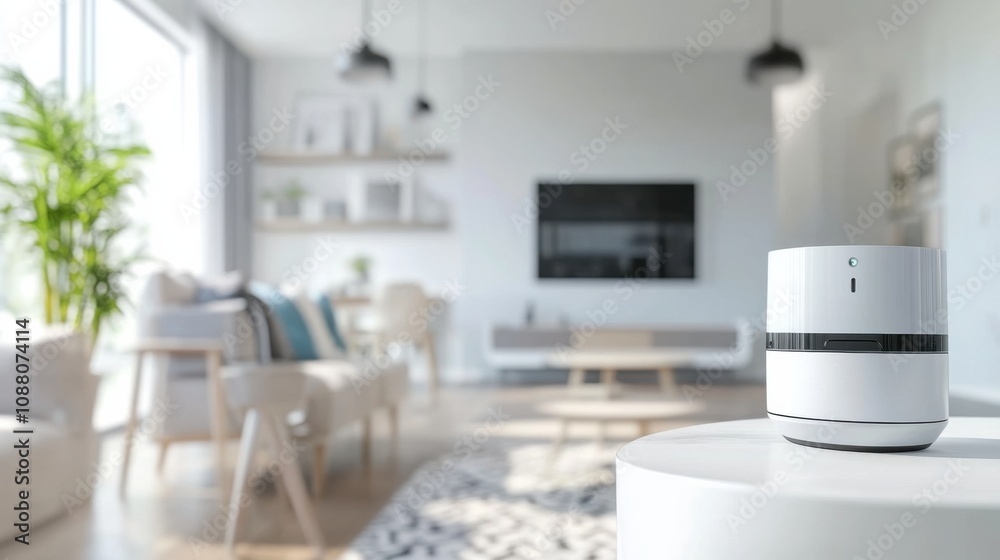 Poster A cutting-edge AI-powered smart home security system, modern home environment with advanced surveillance cameras and real-time threat detection, Security style