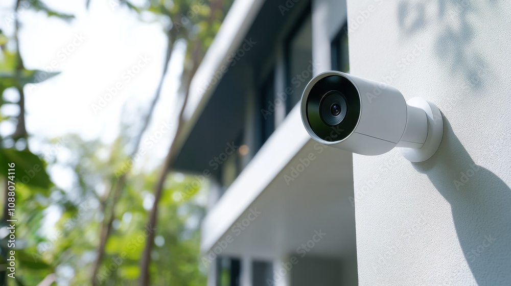 Poster A cutting-edge AI-powered smart home security system, modern home environment with advanced surveillance cameras and real-time threat detection, Security style