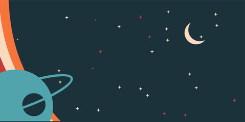 Fototapeta premium Space theme background full of stars and planets, space background with retro colors, elegant background, astronomy, science