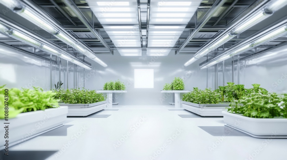 Poster a cutting-edge ai-powered smart indoor farming system, modern urban indoor environment with integrat
