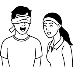  man blindfold woman make surprise