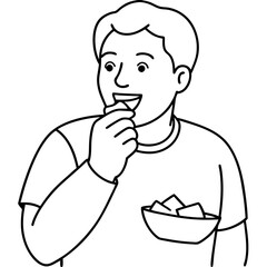 man eating potato chips