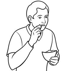 man eating potato chips