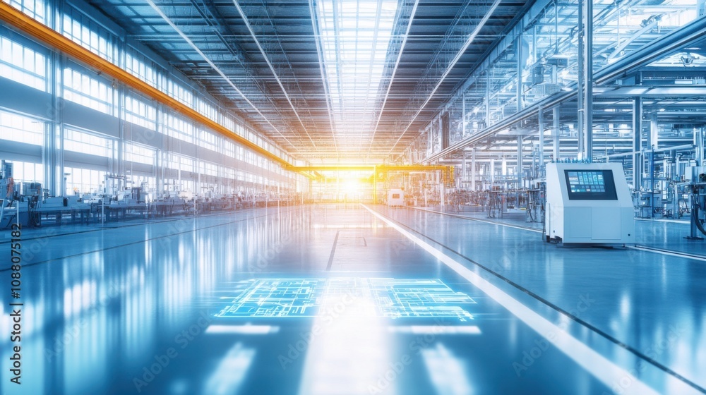 Poster a cutting-edge ai-powered smart manufacturing system for production efficiency, modern industrial fa
