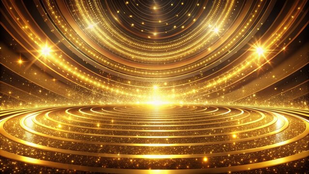 Luxurious golden particle stripe rotation background for award ceremony stage, luxurious, golden, particles