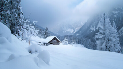 Breathtaking snowy winter landscape in the Austrian Alps