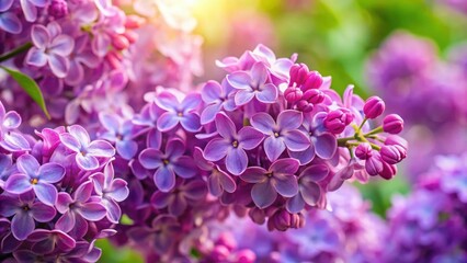Fototapeta premium Close-up of beautiful lilac purple flowers in full bloom , lilac, purple, close-up, floral, background, garden, spring