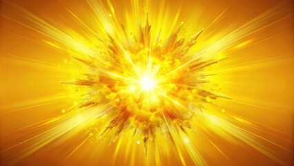 Obraz premium Explosive burst effect on vibrant yellow background, explosion, comic book, burst, vibrant, yellow, action, dynamic, power