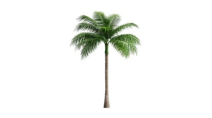 Tropical Paradise: A single coconut palm tree stands tall and vibrant against a clean background, evoking feelings of warmth, relaxation, and escape.
