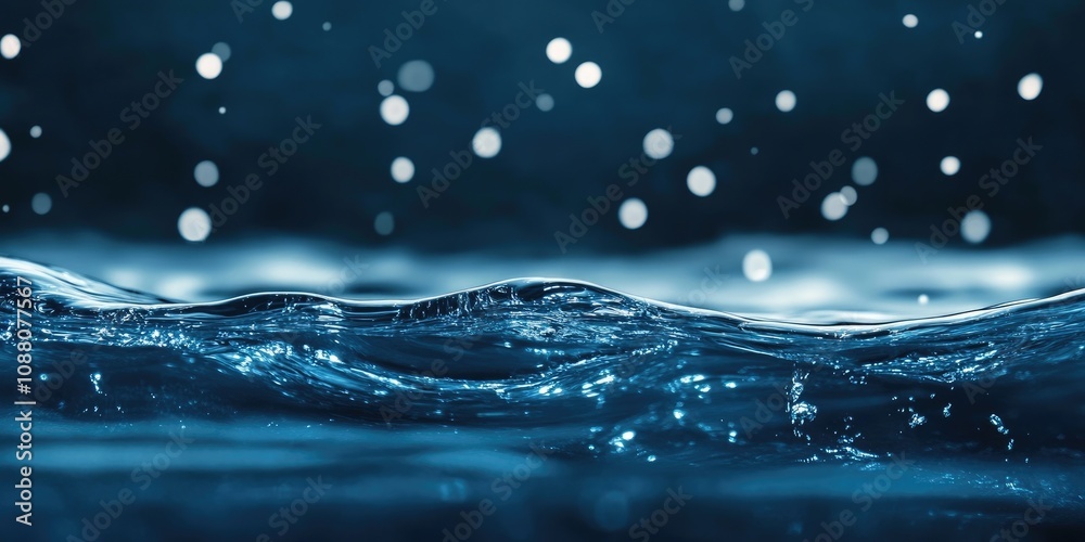 Poster natural black water surface wave background featuring a blurred filter for a soft motion effect, wit