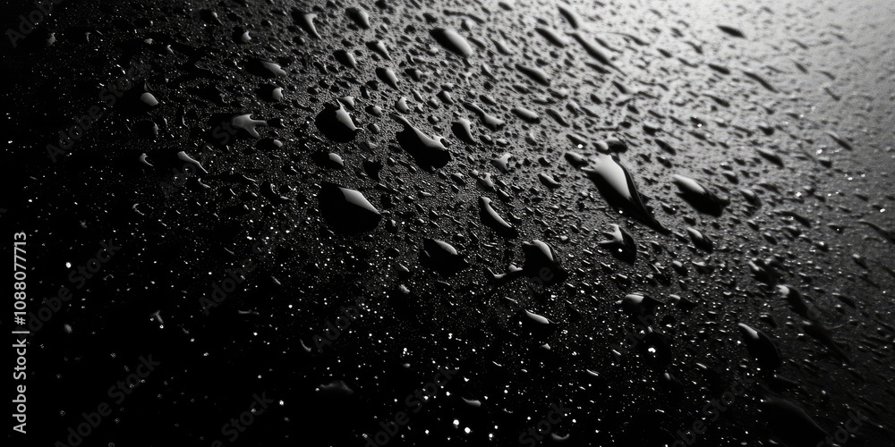 Poster water droplets gather on the glass in a shadowy corner, creating a significant accumulation on the s