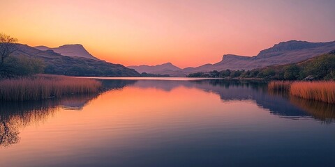 Obraz premium sunset over lake