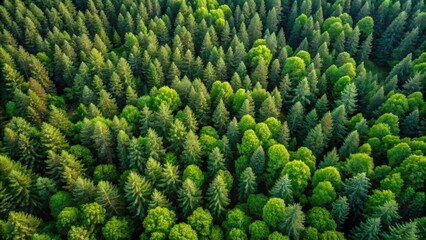 Aerial view of a dense pine forest, nature, trees, green, aerial shot, landscape, woods, environment, scenic