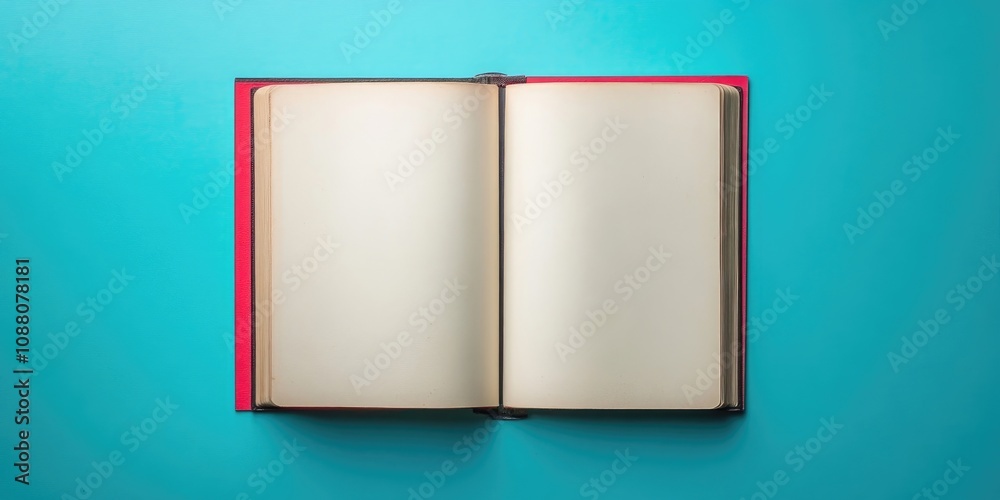 Poster empty book on a colored background