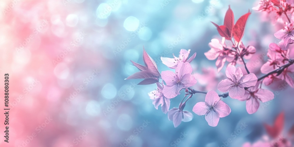 Aufkleber Spring blossom orchard. Abstract blurred backdrop. Soft colors with a toned effect. Copyspace with a border.