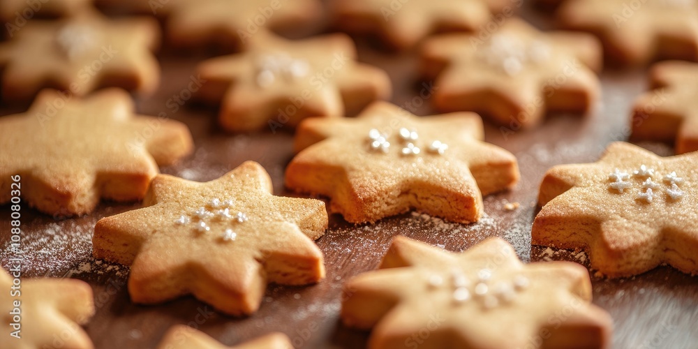 Poster freshly baked sugar cookies. closeup with very shallow depth of field.
