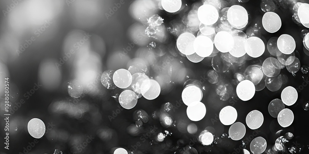 Aufkleber bokeh blurred monochrome lighting. abstraction. defocused highlights. background of christmas lights