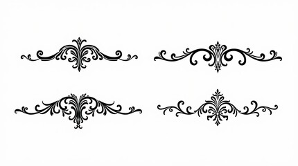 Elegant Black Ornamental Borders on a White Background